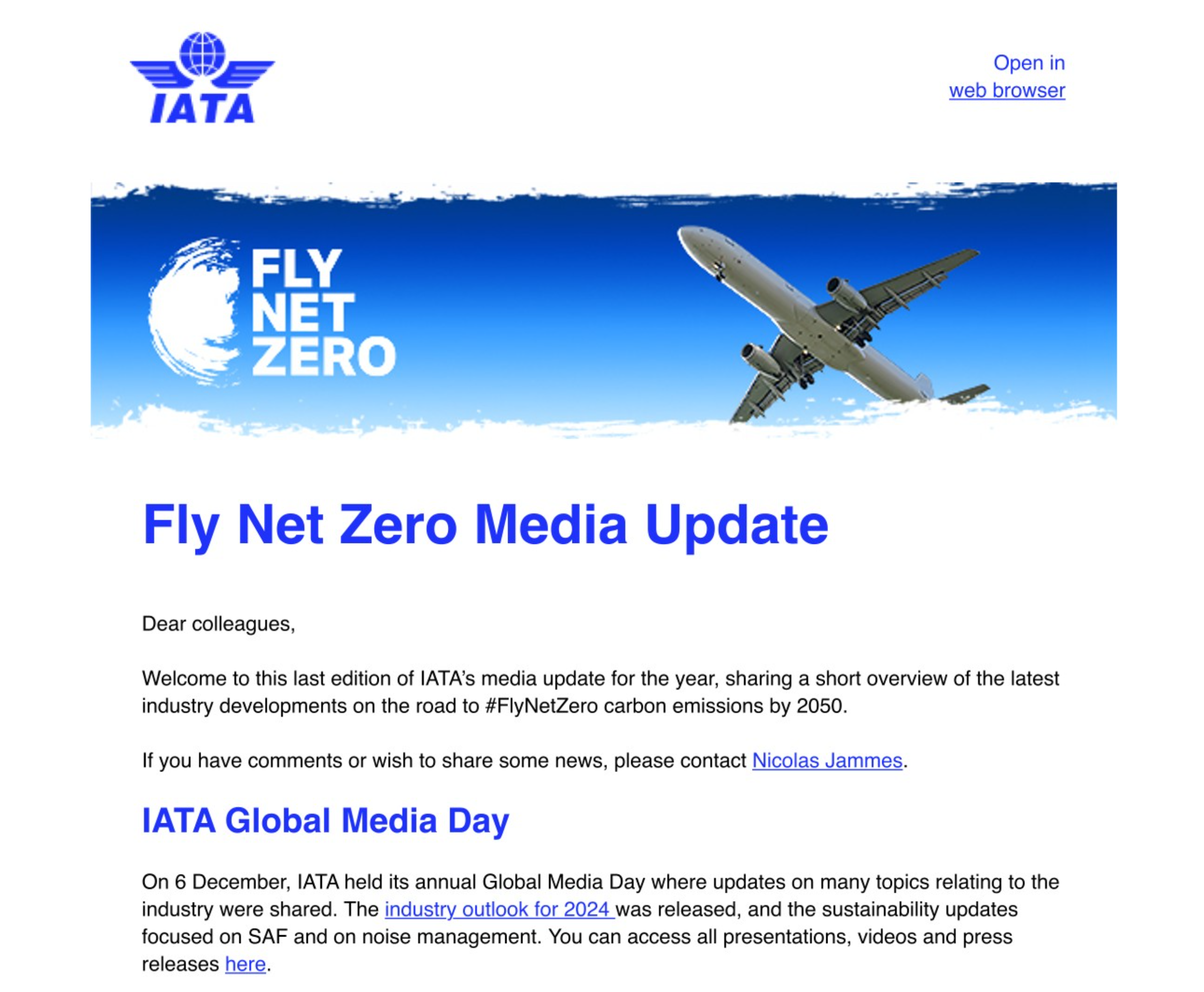 IATA Fly Net Zero
